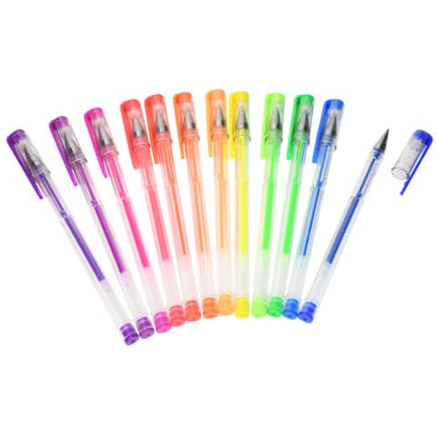 Penne gel Donau punta M - colori neon assortiti - conf. 12 pz - 322262